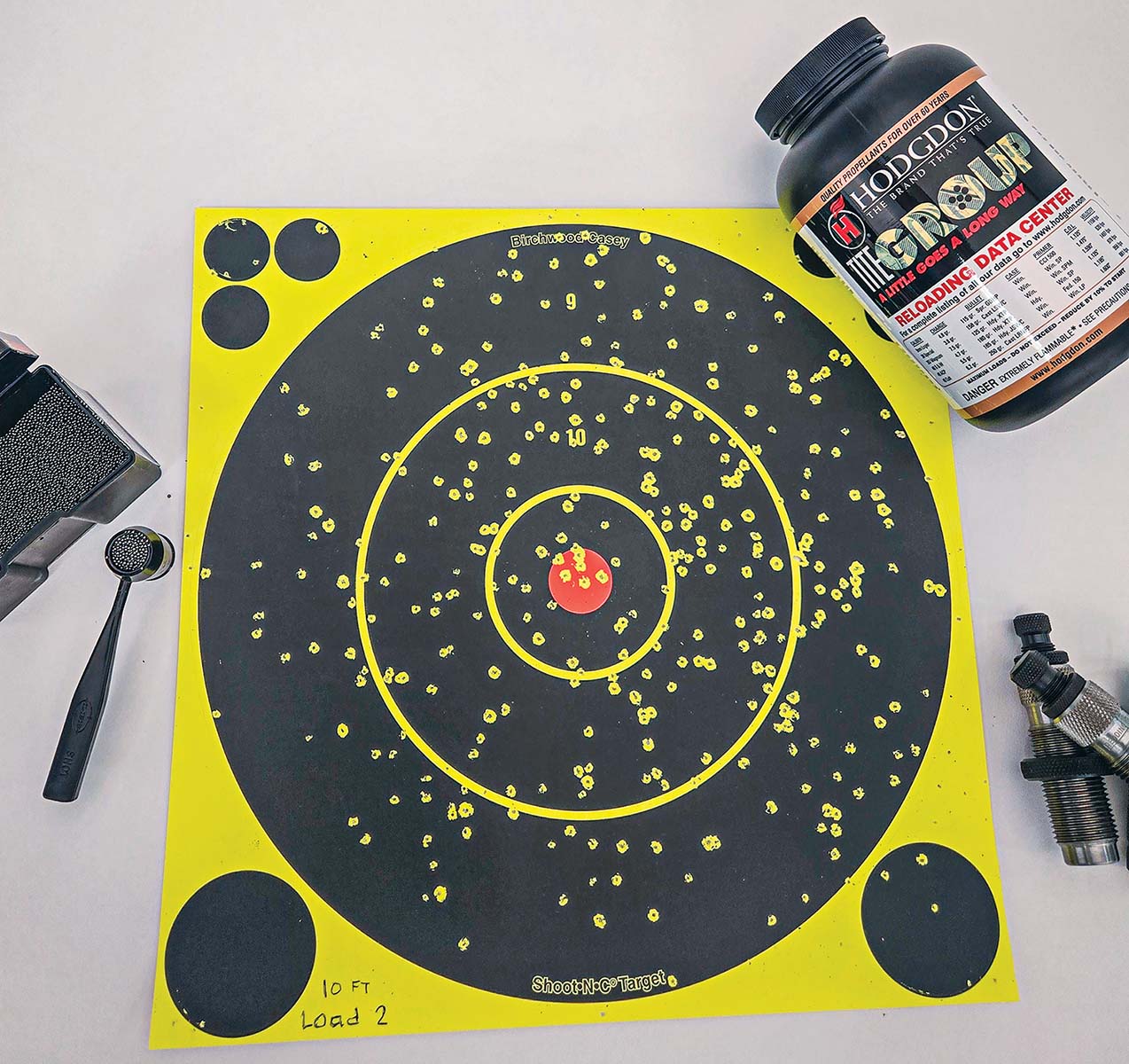 At a distance of 10 feet the shot pattern is just about ideal in terms of density and spread. When forced to dispatch a snake, this is about the perfect distance with this load.